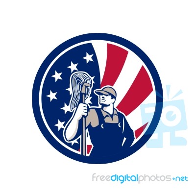 American Industrial Cleaner Usa Flag Icon Stock Image