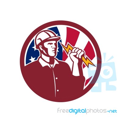 American Lineman Usa Flag Icon Stock Image