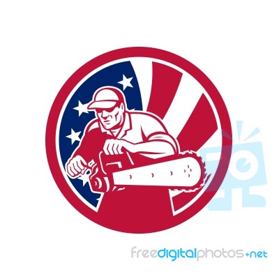 American Lumberjack Usa Flag Icon Stock Image