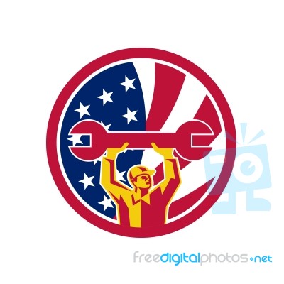 American Mechanic Usa Jack Flag Icon Stock Image