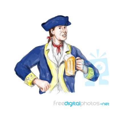 American Patriot Holding Beer Mug Toast Watercolor Stock Image