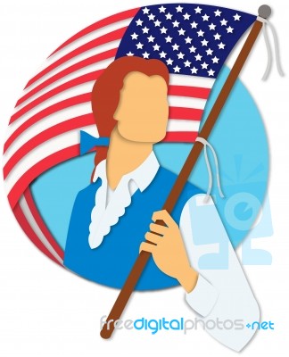 American Patriot Holding Flag Paper Cut Stock Image