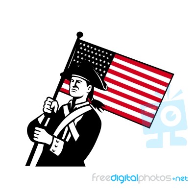 American Patriot Holding Flag Retro Stock Image