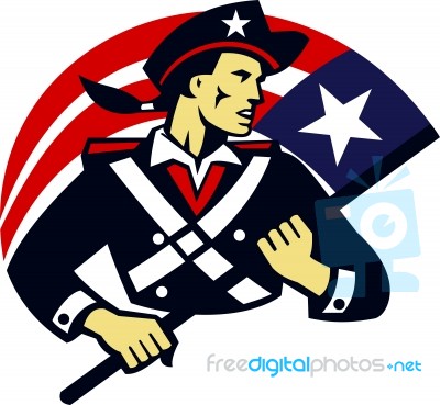 American Patriot Minuteman Flag Retro Stock Image