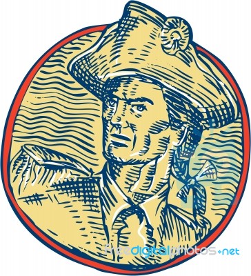 American Patriot Side Circle Etching Stock Image