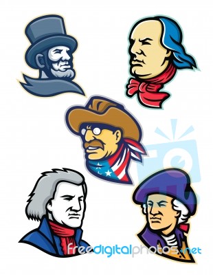 American Presidents And Statesman Mascot Collection Stock Image