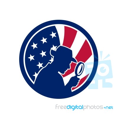 American Private Investigator Usa Flag Icon Stock Image