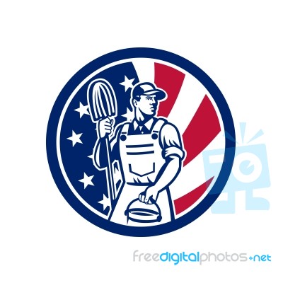 American Professional Cleaner Usa Flag Icon Stock Image