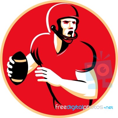 American Quarterback Football Player Passing Circle Stock Image