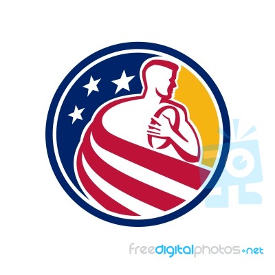 American Rugby Player Icon Stock Image