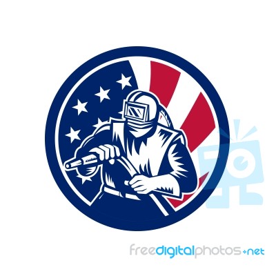 American Sandblaster Usa Flag Icon Stock Image