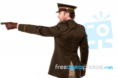 American Soldier Pointing At Something Stock Photo