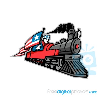 American Steam Locomotive Mascot Stock Image