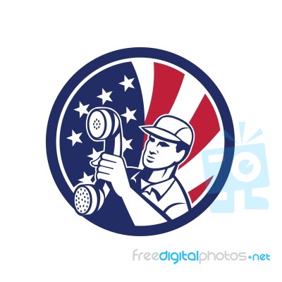 American Telephone Installation Repair Technician Icon Stock Image