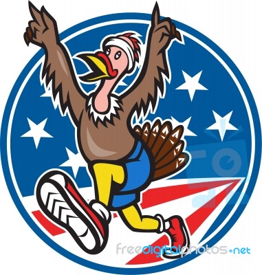 American Turkey Run Runner Cartoon Stock Image