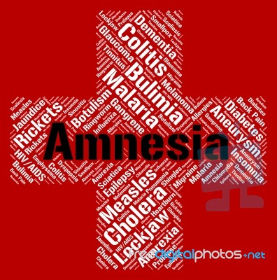 Amnesia Word Represents Loss Of Memory And Ailments Stock Image