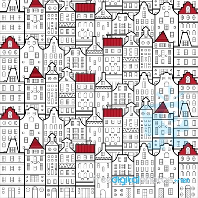 Amsterdam Houses Style Pattern Stock Image