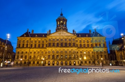 Amsterdam, Netherlands - May 7, 2015: People Visit Royal Palace Stock Photo