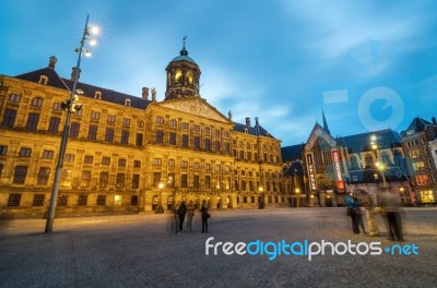 Amsterdam, Netherlands - May 7, 2015: Tourist Visit Dam Square W… Stock Photo