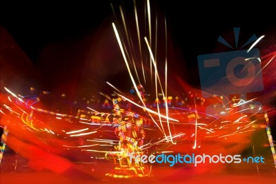 amusement park With Neon Light Stock Photo