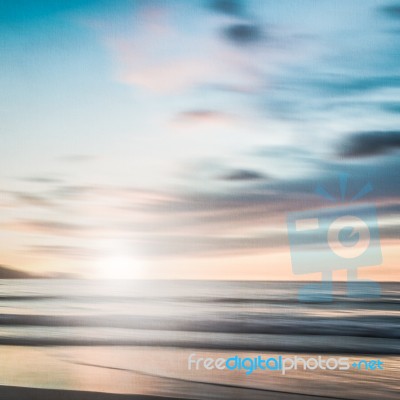 An Abstract Seascape With Blurred Panning Motion On Paper Backgr… Stock Photo