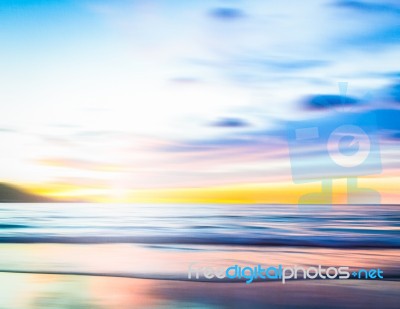 An Abstract Seascape With Blurred Panning Motion On Paper Backgr… Stock Photo