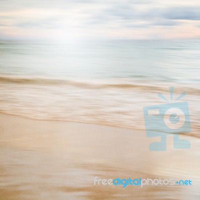 An Abstract Seascape With Blurred Panning Motion On Paper Backgr… Stock Photo