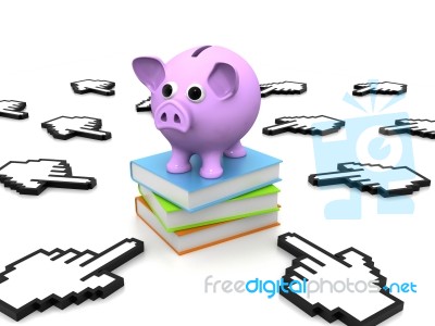 An Concept Image Of A Piggy With Books Stock Image