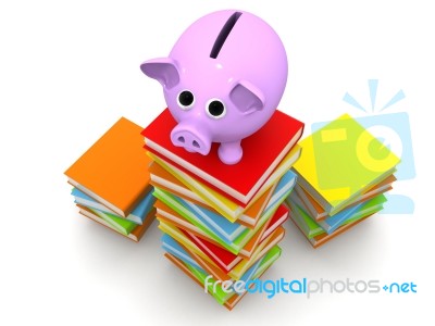 An Concept Image Of A Piggy With Books Stock Image