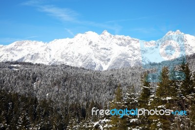 An Image Of Alps Near Innsbruck Covered In Snow Stock Photo