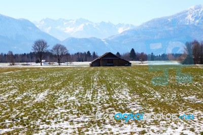 An Image Of Firewood House In Bavaria Germany Covered In Snow Stock Photo