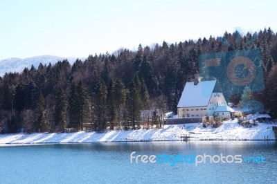 An Image Of The Walchensee In Bavaria Germany Covered In Snow Stock Photo