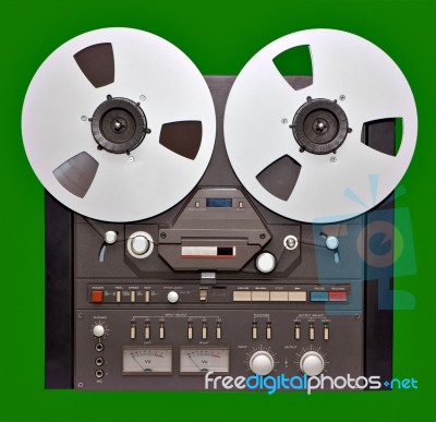 Analog Stereo Open Reel Tape Deck Stock Photo