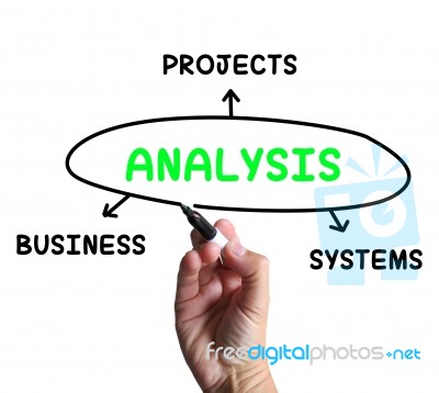 Analysis Diagram Shows Investigating Business Systems And Projec… Stock Image