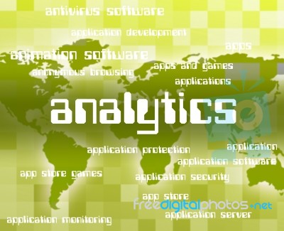 Analytics Word Representing Optimize Text And Collecting Stock Image