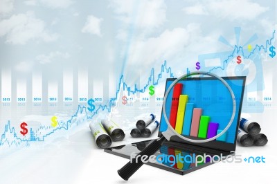 Analyzing The Economical Business Graph Stock Image