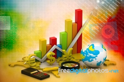 Analyzing World Business Graph Stock Image