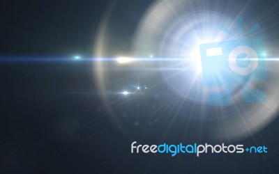 Anamorphic Blue Lens Flare Isolated On Black Background For Overlay Design Or Screen Blending Mode Stock Image