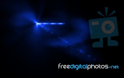 Anamorphic Blue Lens Flare Isolated On Black Background For Overlay Design Or Screen Blending Mode Stock Image