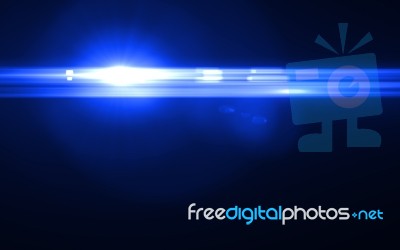 Anamorphic Blue Lens Flare Isolated On Black Background For Overlay Design Or Screen Blending Mode Stock Image