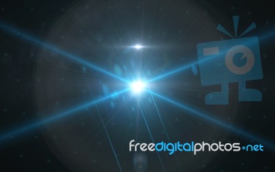 Anamorphic Blue Lens Flare Isolated On Black Background For Overlay Design Or Screen Blending Mode Stock Image