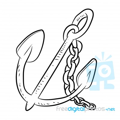 Anchor Cartoon - Line Drawn Stock Image