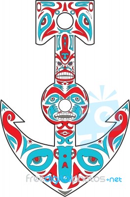 Anchor Totem Pole Northwest Coast Art Stock Image