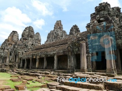 Ancient Bayon Temple Stock Photo