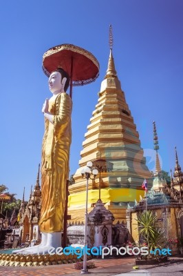 Ancient Buddha Image And Pagoda Statue Stock Photo