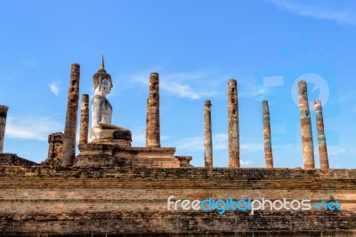 Ancient Buddha Statue Sitting Posture Stock Photo