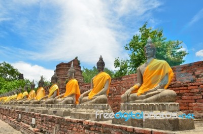 Ancient Buddha Statues Stock Photo