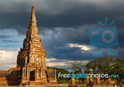 Ancient Buddhist Temple Building In Ayutthaya, Thailand Stock Photo