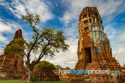 Ancient Buddhist Temple In Ayutthaya, Thailand Stock Photo