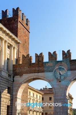 Ancient City Gate Of Verona Stock Photo